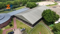 Tente d'arène d'équitation à structure en aluminium avec couverture en PVC imperméable, pour entraînement équestre, exposition intérieure/extérieure et structure de pratique