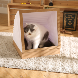Vente en gros : Maison-griffoir moderne en carton ondulé pour <span class=keywords><strong>chat</strong></span>, tunnel-lit multifonctionnel - Product Image 6