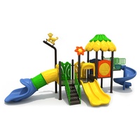 Équipement de jeu extérieur commercial sur le thème de la jungle, en plastique et métal, avec toboggan combiné et toboggan spiral pour enfants, adapté aux écoles