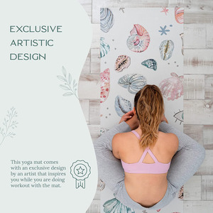 Tapis de yoga pliable en suède et caoutchouc avec design artistique exclusif personnalisé, sac de transport inclus, antidérapant, adhérence écologique pour la maison, la salle de sport et les exercices de gymnastique - Product Image 6