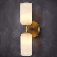 Appliques murales LED à double lumière sur base en fer, design moderne personnalisable avec abat-jour en albâtre pour hôtel de luxe, salle de bain, salon, hall