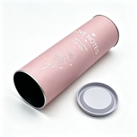 Tube en métal rose romantique personnalisé pour les cadeaux de la Saint-Valentin, les faveurs de mariage et le rangement des fleurs, grande boîte d'emballage cylindrique