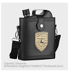 Brocca di vino russo, acciaio inossidabile 316, portatile, cuoio genuino addensato, bottiglia di spirito bianco da 88 once, grande capacità all'aperto - Product Image 2