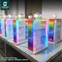 Satom Smoke Shop Présentoir à tabac sans fumée Présentoirs acryliques Comptoir Rgb Led Vitrine à cigarettes à tabac éclairée Armoire