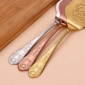 Couteau à gâteau de mariage en acier inoxydable, de luxe, ensemble de couteaux et de spatules, 2 pièces, serveur de tarte, couteau à gâteau pour anniversaire, 18/10