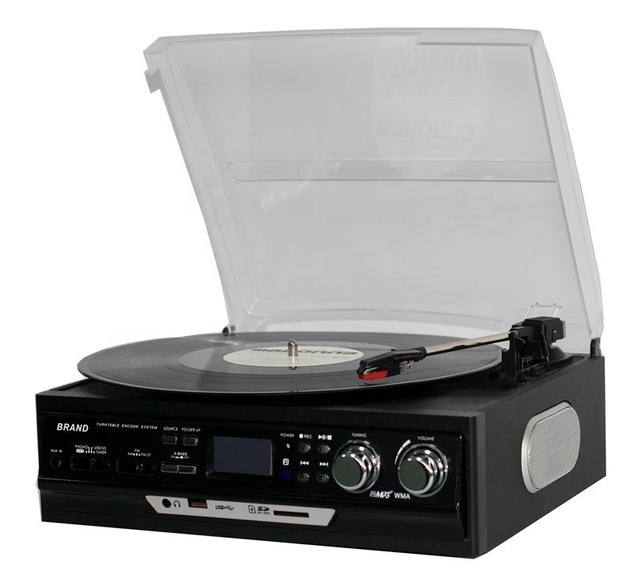 Vinyl Record Player, 3-speed Turntable Portable Carrying Case, Built-in 2 Speakers RCA Line Output AUX Headphone