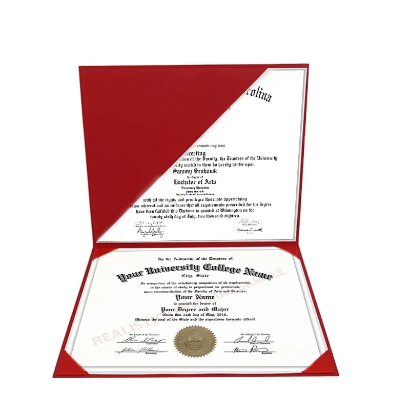 Logo personnalisé Learger papier Diplôme Couvre Porte-Certificat dossier pour l'obtention du diplôme de mariage