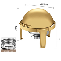 Equipos de restaurante de lujo Calentador de alimentos de buffet de 6.0L Plato de frotamiento de plata y oro Plato de frotamiento redondo para catering
