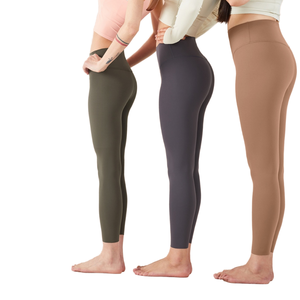 Leggings Deportivos de Cintura Alta para Mujer, de Color Sólido, Secado Rápido, Sin Costuras, de Spandex/Nailon, para Entrenamiento y Fitness - Product Image 1