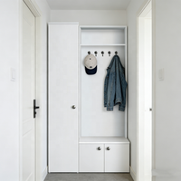 Meuble d'entrée d'hôtel moderne avec patère, banc à chaussures et organisateur de placard, pour entrée, chambre et salon, gain de place