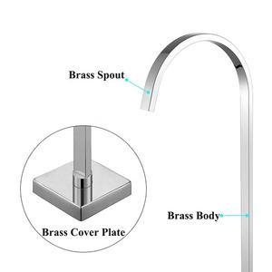 <span class=keywords><strong>Gockel</strong></span>独立式浴缸和淋浴混合器单手柄落地式黄铜浴缸水龙头，带陶瓷阀芯，适用于酒店 - Product Image 2