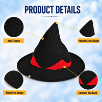 Chapeau de Sorcière Homme Femme Noir Flamme Rouge Pointu Chapeau de Magicien pour Fête Thème Halloween Spectacle Scénique Vente en Gros