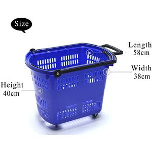 Chariot de courses en plastique grand format avec roues et panier à main pour supermarché et magasin de détail - Product Image 1