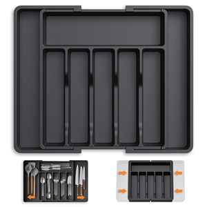 Organizzatore Espandibile per Cassetti, Vassoio <span class=keywords><strong>Portaposate</strong></span> Regolabile <span class=keywords><strong>in</strong></span> <span class=keywords><strong>Plastica</strong></span>, Porta Utensili <span class=keywords><strong>da</strong></span> Cucina per Cucchiai, Forchette e Coltelli - Product Image 2