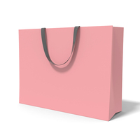 Sac en papier personnalisé avec logo imprimé, gris mat, blanc, rose, rouge, avec poignée en ruban, pour emballage de gâteaux et de friandises