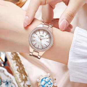 Montre à quartz pour femme GEDI de luxe, grand cadran serti de diamants, chronographe à double bouton, étanche 3ATM, élégante montre-bracelet pour tous les jours - Product Image 6