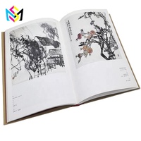 Livre de collection d'art de peinture à l'encre chinoise personnalisé à couverture rigide, texte chinois gaufré, reliure à ruban rouge, vente en gros d'usine OEM