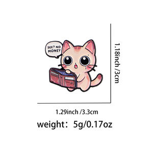 Spilla Smaltata 'SEE <span class=keywords><strong>NO</strong></span> <span class=keywords><strong>MONEY</strong></span>' Unisex, Accessorio di Moda in Metallo Placcato Nichel Nero, Design 3D, Regalo per le Festività - Product Image 2