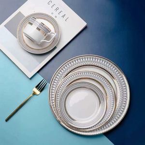 Juego de Vajilla de Cerámica con Relieve Dorado Nórdico, Platos Desechables para el Hogar, Plato Plano, Plato para Sopa, Plato para Carne, Plato para Postre, Plato para Frutas, Estilo Occidental - Product Image 5