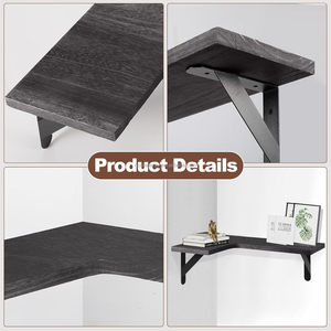 4 Tier lưu trữ tường giá L hình dạng treo tường nổi kệ trang trí nội thất kệ gỗ góc kệ cho nhà bếp - Product Image 5