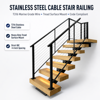 Système de garde-corps moderne en acier inoxydable à câbles, avec poteaux en aluminium, pour escaliers de terrasse, système dissimulé, escalier DIY - Vente chaude