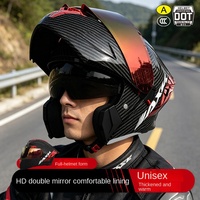 Casque de moto intégral certifié 3C DOT, aspect fibre de carbone, visière relevable, coque ventilée - XL pour unisexe toutes saisons électrique