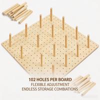 Mezurun – Organisateur de tiroir en bois ajustable et modulable de 21 à 24 pouces pour cuisine, avec 32 chevilles personnalisables