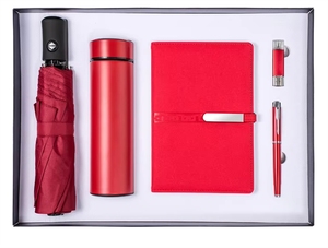 Promotional Corporate Gifts Souvenir for Guests Custom Logo Notebook Diary with Pen and Flask+Umbrella+USB+Power Bank - Product Image 3