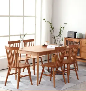 Modernes Design Restaurant möbel Quadratischer Tisch Kirsche Massivholz Farbe Esstisch Set Für Esszimmer