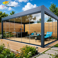 Pergola motorisée en aluminium thermolaqué, arche de protection solaire extérieure pour jardin, patio, villa