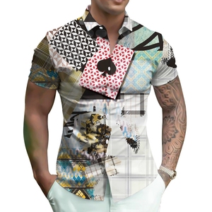 Meilleure vente Slim Fit formelle chemise à col en V pour hommes Camisa De Praia haut de gamme hawaïen homme chemise Chemise <span class=keywords><strong>Hawaienne</strong></span> vêtements de créateurs - Product Image 3