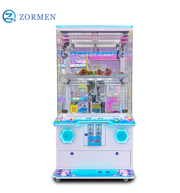 Zormen Factory Wholesale Plush Mini Toys Claw 2P Double Decker Claw Machine Coin Operated Claw Crane Machine with Coin Acceptor