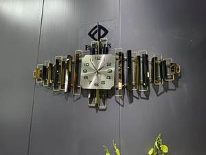 95X45CM doré luxe tenture murale horloge moderne Simple métallique décoration salle à manger fond silencieux montre livraison directe DDP - Product Image 4