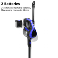 Aspirateur sans fil prêt à être expédié, 2 batteries, 80 minutes d'autonomie, moteur sans balais, portable, pour hôtel, poils d'animaux, tapis, sols, utilisation à sec