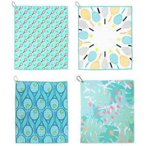Nouveau design motif personnalisé imprimé Tennis & Golf serviette de sport multi-usages en microfibre de coton avec mousqueton - Product Image 2