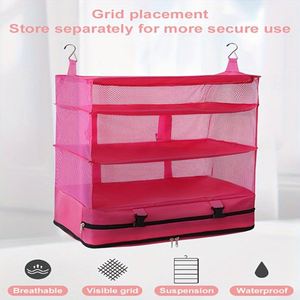 4 Tier Portable Hanging Organizer <b>Bag</b> Wall Mounted Storage Shelf 2 Hooks Extra Capacity Breathable Mesh Waterproof for Bedroom - Product Image 3