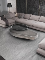 Table basse en acier inoxydable minimaliste italienne, design moderne et créatif pour villa de luxe, table basse en verre pour salon