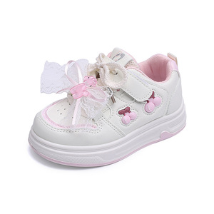 Scarpe da ginnastica da bambina, scarpe <span class=keywords><strong>bianche</strong></span> per bambini, nuovo stile primavera 2026, scarpe casual da skateboard per bambini grandi, alla moda, in gomma. - Product Image 3