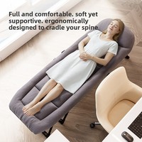 Cama Plegable Metálica Estilo Americano para Siesta, Cama Individual Portátil para Exteriores, Cama de Oficina Simple, Reclinable Multifuncional