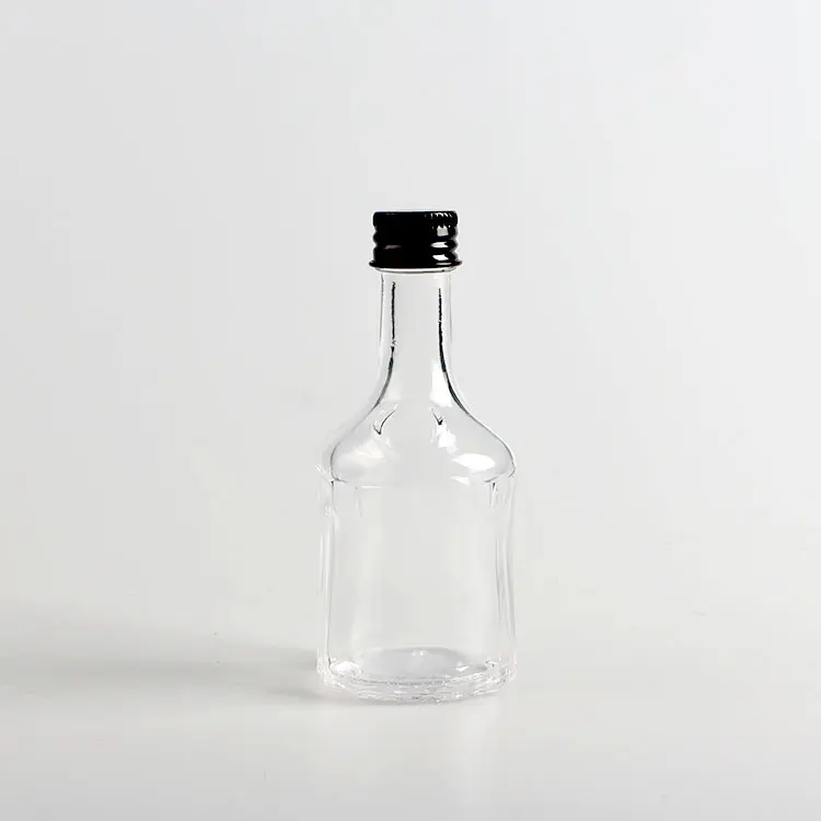 Botol Kosong Mini Kaca Anggur Kualitas Tinggi 50Ml Vodka Rum Alkohol Botol Wiski Kopi Kaca Botol Cairan dengan Tutup Sekrup