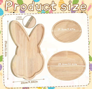 Plateau de service en bois de <span class=keywords><strong>Pâques</strong></span> 3 pièces au design mignon créatif Assiettes à lapin Plats Planche à charcuterie - Product Image 3