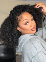 Perruque Afro Bouclée 3-en-1 avec Cordon de Serrage et Bandeaux à Clipser, Cheveux Humains Remy Grade Coily Sans Colle, Cheveux Vietnamiens Bruts