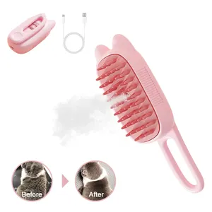 In Stock 3 In 1 Cats Steam Brush Self Cleaning Cat Hair Removal Grooming Spray Steamy Brush With Swivel Handle For Cats And Dogs