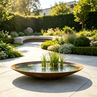 Brasero décoratif rustique en acier Corten martelé pour jardin, extérieur, patio, aménagement paysager, chauffage, brûleur à bois sans fumée