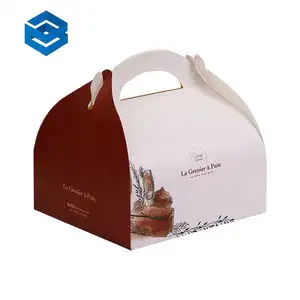 Bán buôn dùng một lần xách tay Kraft túi giấy kẹo nướng món tráng miệng takeout Giấy Bánh hộp