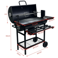 Grand barbecue à charbon automatique avec rôtissoire électrique, style américain, pour camping en extérieur, fumoir et rôtissoire pour barbecue à domicile