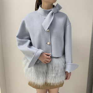 الجملة نمط جديد الوجهين انفصال الكشمير سترة مع ريال فوكس الفراء مخصص الشتاء أزياء السيدات معطف صوف - Product Image 3