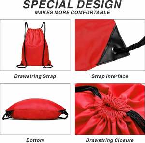 Hot Travel Fitness Camping Waterproof Ladies Men Large Nylon <b>Drawstring</b> <b>Backpack</b> With Zip Polyester Red <b>Backpack</b> - Product Image 4