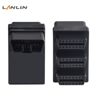 Mini Adaptador Divisor OBD1 a 3, Conector Macho de 16 Pines con Apertura Inferior a Triple Hembra OBD2