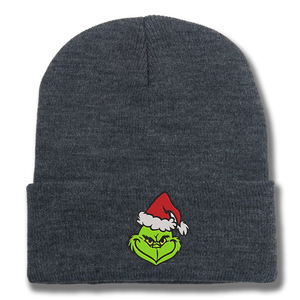 Gorro de punto bordado de <span class=keywords><strong>Grinch</strong></span> transfronterizo, estilo europeo-americano, cálido para otoño-invierno, monstruo de pelo verde, para viaje, 100% - Product Image 3